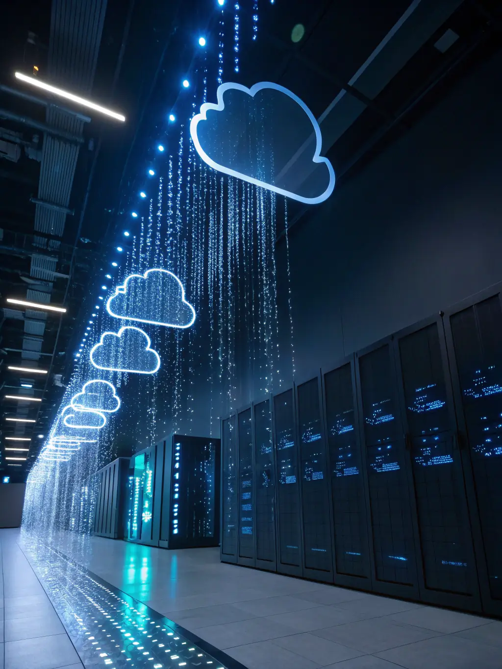A futuristic graphic showcasing data streams converging on a central point, representing Zyphix's ability to analyze vast amounts of data and optimize advertising strategies.